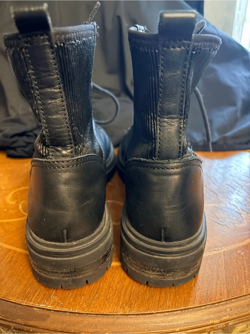 Vince Camuto Black Leather Lace-Up Combat Boots
